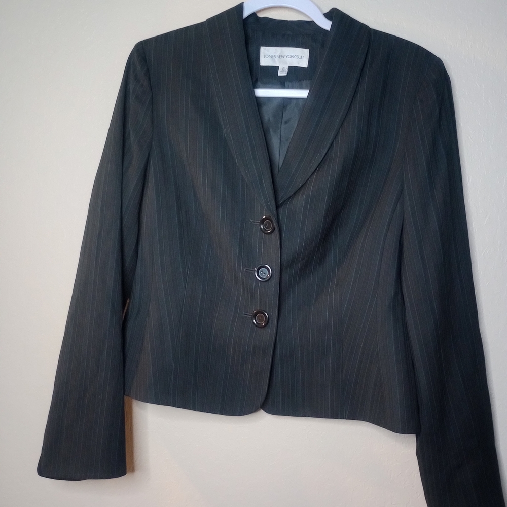 Jones New York Black Striped Blazer